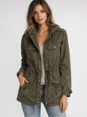 Talula Aritzia Olive Green Utility Jacket Size S Military Anorak Cargo Hooded